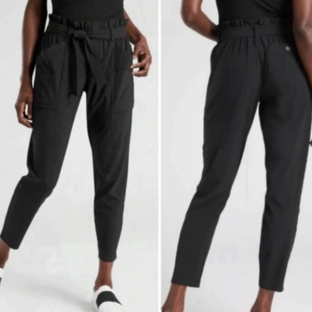 Athleta Skyline Pant Il Paperbag High Waist Jogger Lightweight Black Size 12